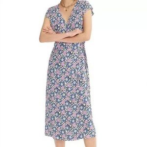 J.Crew | Floral Cap Sleeve Lightweight Midi Wrap Dress